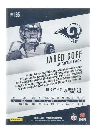 2017 Panini Prestige #165 Jared Goff LA Rams - Football Card Single
