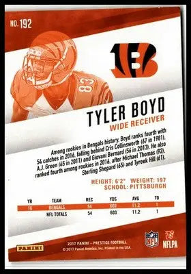 2017 Panini Prestige #192 Tyler Boyd - Football Card Single