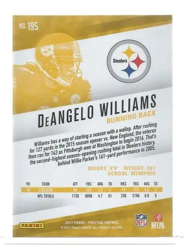 2017 Panini Prestige #195 DeAngelo Williams NM-MT Steelers - Football Card Single