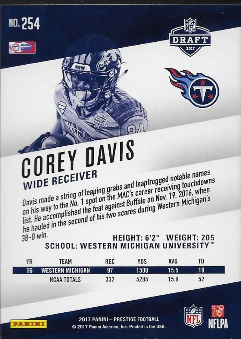 2017 Panini Prestige #254 Corey Davis NM-MT RC Rookie Titans Rookies - Football Card Single