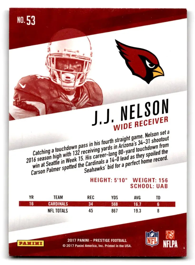 2017 Panini Prestige #53 J.J. Nelson - Football Card Single