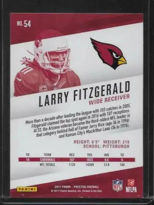 2017 Panini Prestige #54 Larry Fitzgerald NM-MT Cardinals - Football Card Single