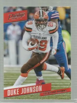 Original gloss football trading card of Duke Johnson from Panini Prestige Simply Sandoval series