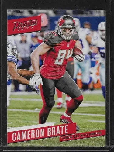 Cameron Brate football card from 2017 Panini Prestige with original gloss, cards typically sell