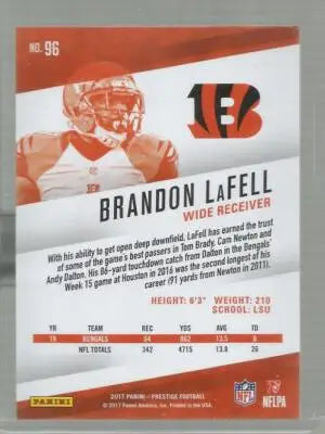 2017 Panini Prestige #96 Brandon LaFell NM-MT Bengals - Football Card Single