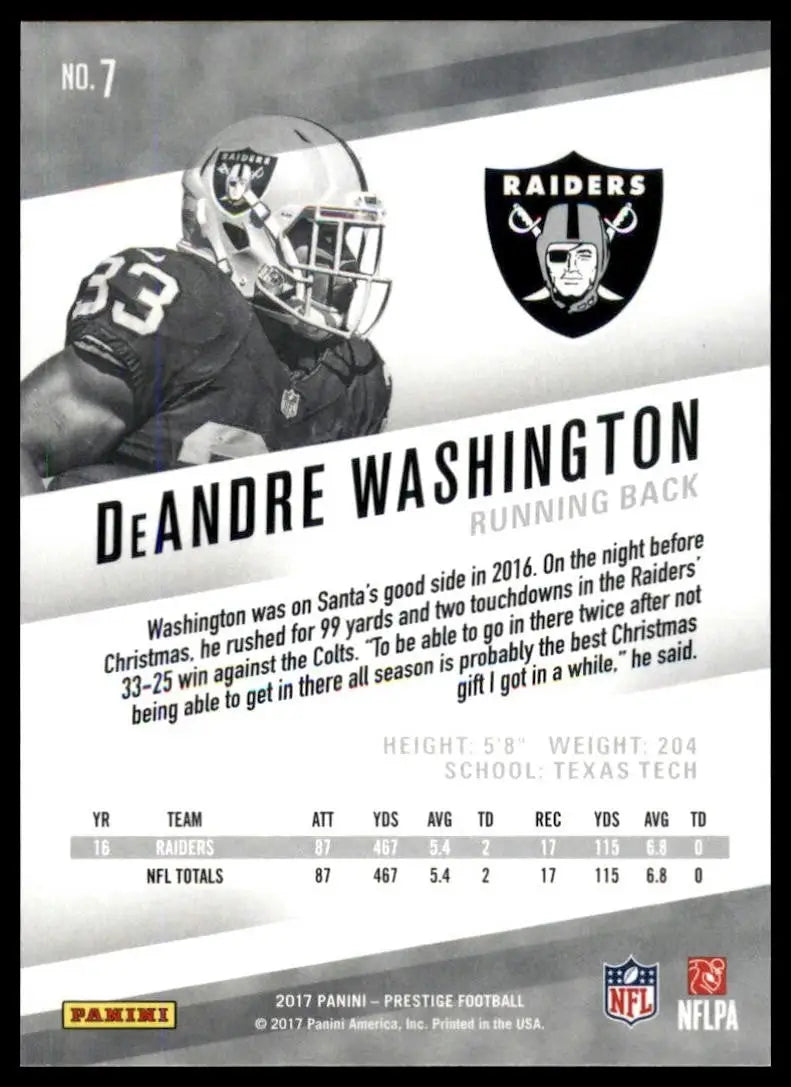 2017 Panini Prestige - DeAndre Washington #7