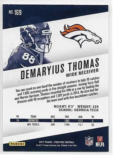 2017 Panini Prestige Xtra Points Blue #169 Demaryius Thomas NM-MT Broncos - Football Card Single