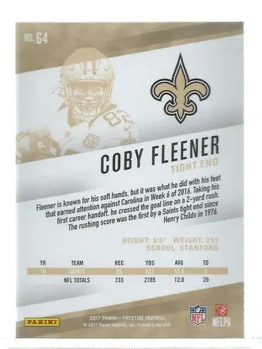 2017 Panini Prestige Xtra Points Blue #64 Coby Fleener NM-MT Saints - Football Card Single