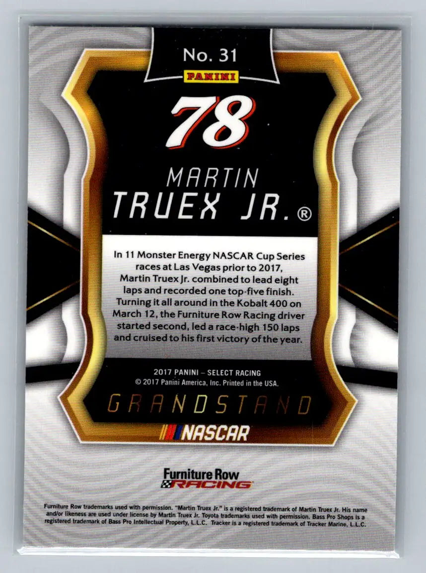 2017 Panini Select #31 Martin Truex Jr. Furniture Row Racing - Racing Card Single