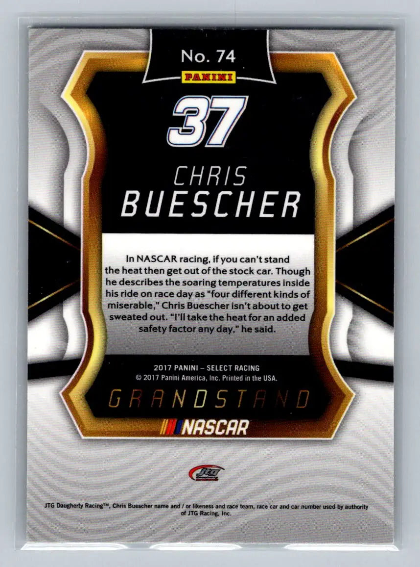 2017 Panini Select #74 Chris Buescher JTG Daugherty Racing - Racing Card Single
