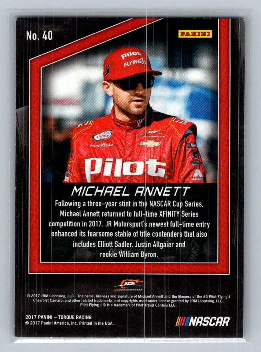 2017 Panini Torque #40 Michael Annett JR Motorsports - Racing Card Single