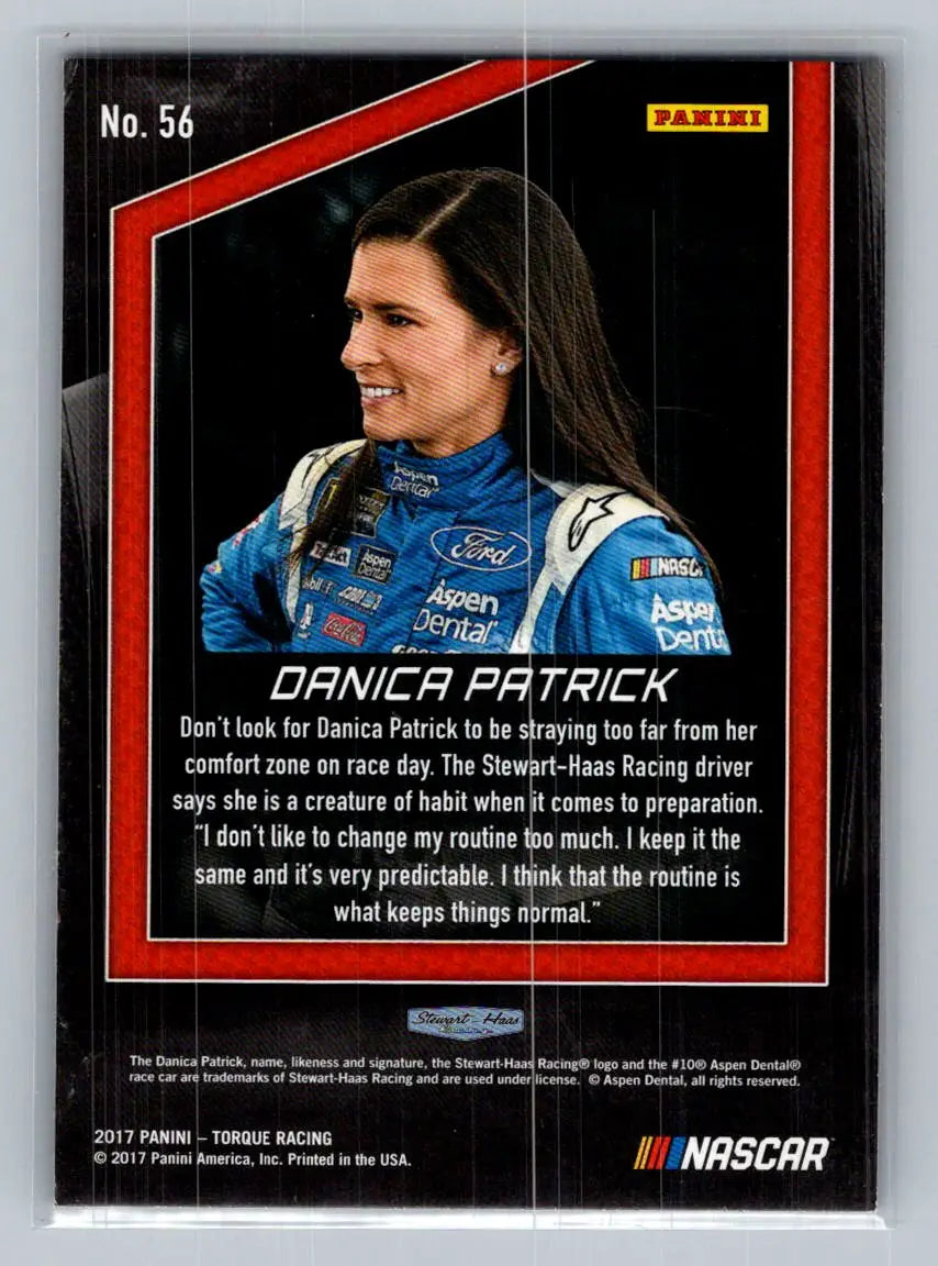 2017 Panini Torque #56 Danica Patrick Stewart-Haas Racing - Racing Card Single