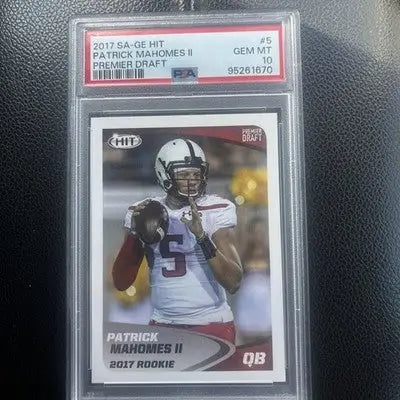 2017 SA-GE Hit Premier Draft Patrick Mahomes II Rookie RC Card #5 Graded PSA 10 - Football Card Single
