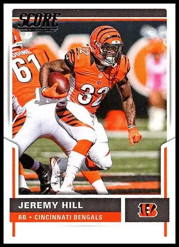 Football trading card of Jeremy Hill with original gloss from 2017 Score Bengals