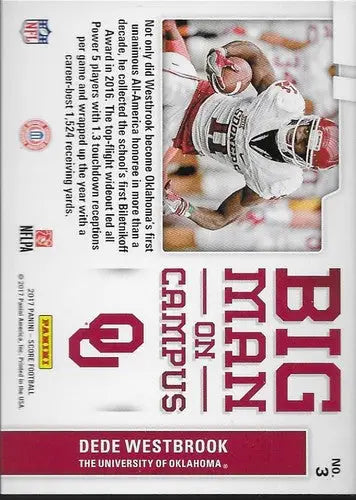 2017 Score Big Man on Campus #3 Dede Westbrook NM-MT - Football Card Single