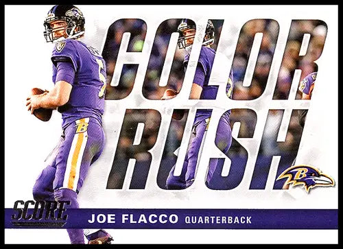 Original gloss Joe Flacco football card from 2017 Score Color Rush Ravens collection
