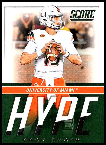 Football trading card featuring Brad Kaaya from 2017 Score Hype with original gloss