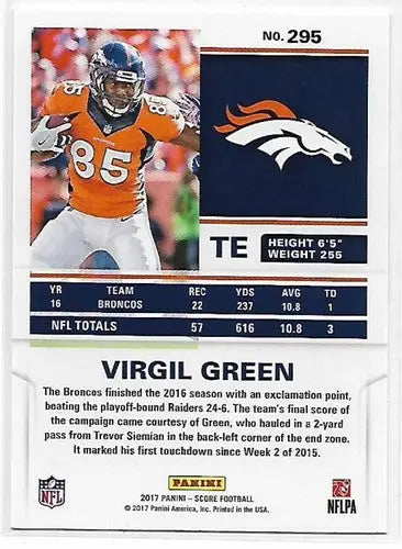2017 Score Red #295 Virgil Green NM-MT Broncos - Football Card Single
