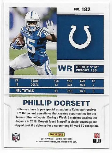 Phillip Dorsett football card with original gloss from 2017 Score Scorecard series