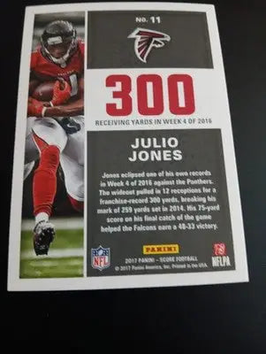 2017 Score - Standout Numbers Julio Jones #11. Falcons. NRMT+ - Football Card Single