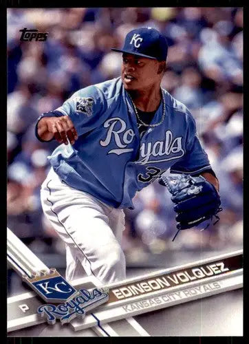 Original gloss Edinson Volquez baseball card 2017 Topps NM-MT Royals ID3668