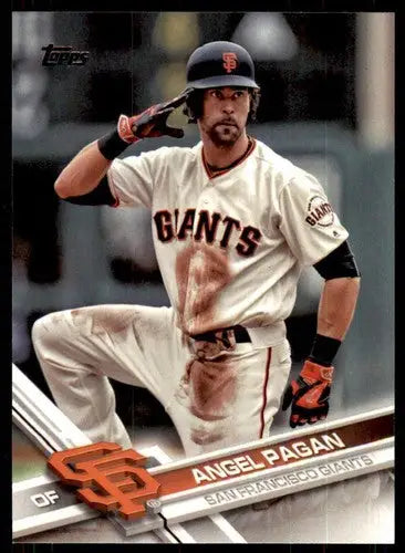 Angel Pagan baseball card with original gloss from 2017 Topps #112 featuring Giants