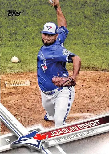 Original gloss baseball card featuring Joaquin Benoit from 2017 Topps Blue Jays