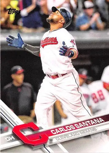 Original gloss Carlos Santana baseball card 2017 Topps #121 NM-MT Indians