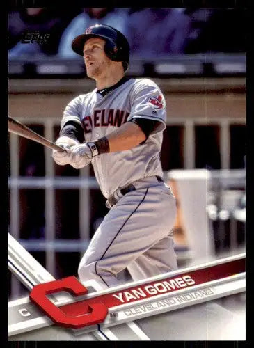 Yan Gomes baseball card with original gloss, 2017 Topps NM-MT Indians ID:15106