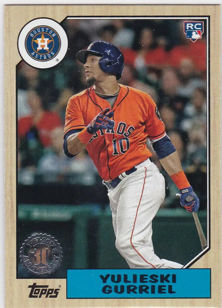 Baseball card of Yulieski Gurriel in orange jersey for Houston Astros, Gurriel RC Houston