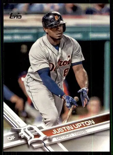 2017 Topps Justin Upton baseball card with original gloss NM-MT Tigers ID 4347