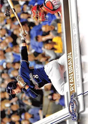 Original gloss 2017 Topps Ryan Braun baseball card NM-MT Brewers ID 19130