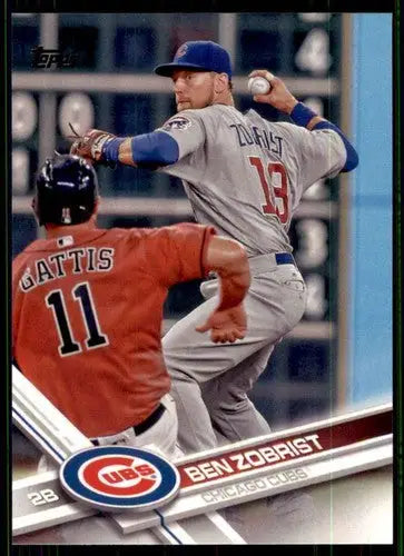 Original gloss baseball card of Ben Zobrist NM-MT from 2017 Topps Cubs series