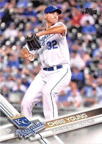 Baseball card featuring Chris Young with original gloss from 2017 Topps #241 NM-MT Royals