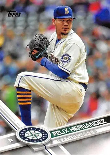 Original gloss Baseball card of Felix Hernandez NM-MT from 2017 Topps #243 Mariners