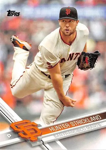2017 Topps Hunter Strickland baseball card with original gloss featuring Giants player
