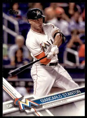 Giancarlo Stanton baseball card with original gloss from 2017 Topps Marlins collection