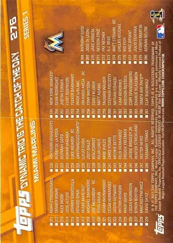 Baseball card checklist for 2017 Topps Big Fish NM-MT Marlins with original gloss
