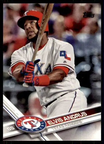 Original gloss Elvis Andrus baseball card 2017 Topps NM-MT Rangers