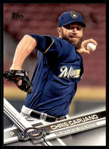 2017 Topps Chris Capuano baseball card with original gloss near mint Brewers ID 23008