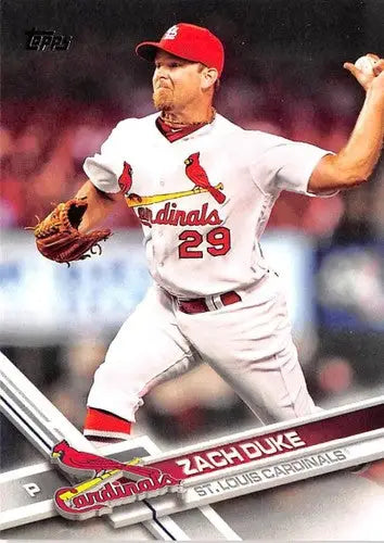 Original gloss baseball card of Zach Duke NM-MT from 2017 Topps #307 Cardinals