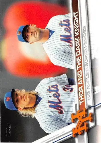 Original gloss Baseball card featuring Thor and the Dark Knight in NM-MT condition