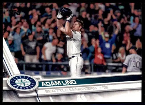 Original gloss Adam Lind baseball card 2017 Topps NM-MT Mariners ID 18642
