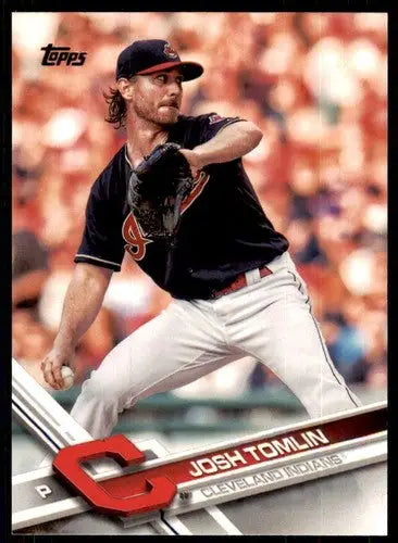 Baseball card featuring Josh Tomlin with original gloss from 2017 Topps #342 NM-MT
