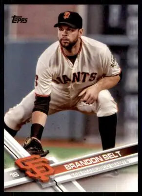Original gloss Brandon Belt baseball card 2017 Topps NM-MT Giants featuring Brandon Belt