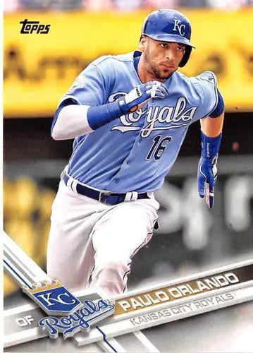 Original gloss of Paulo Orlando baseball card from 2017 Topps Royals collection