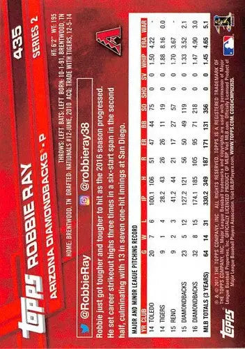 2017 Topps #435 Robbie Ray NM-MT Diamondbacks - Baseball Card Single