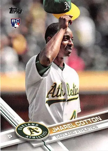 Original gloss Jharel Cotton rookie Athletics baseball card from 2017 Topps #451