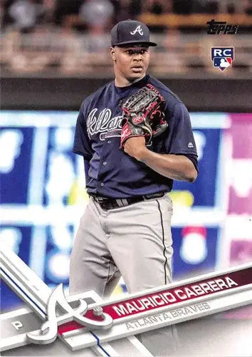 Original gloss baseball card of Mauricio Cabrera rookie Braves from 2017 Topps #455