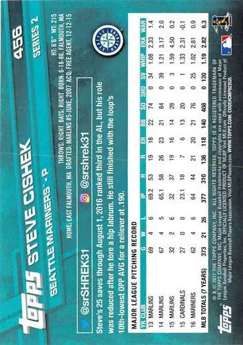2017 Topps #456 Steve Cishek NM-MT Mariners - Baseball Card Single